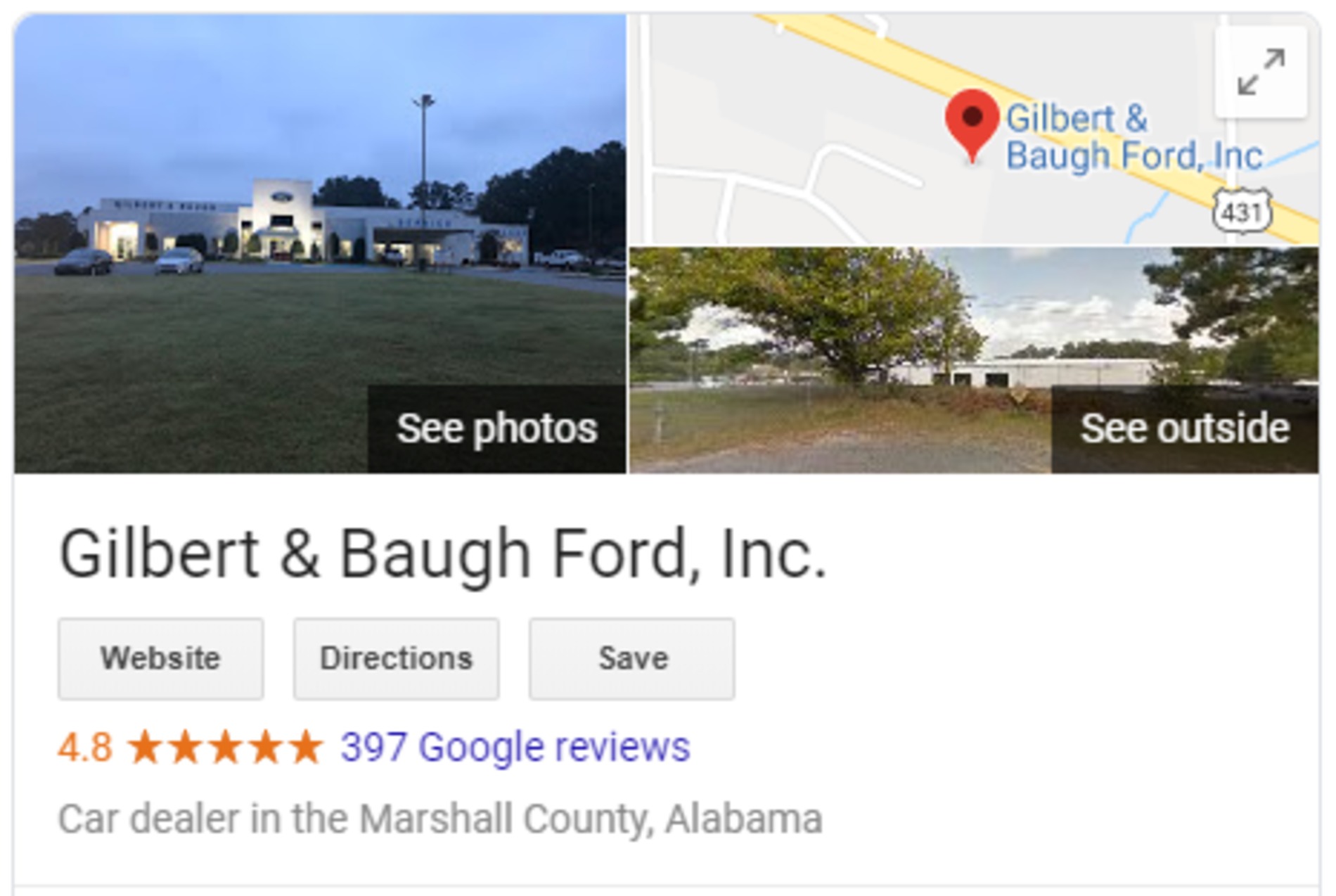 Google review example.